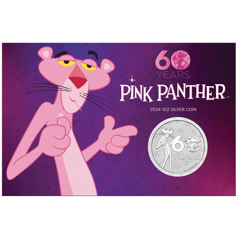 Pink Panther 60th Anniversary 2024 1oz Silver Coin in Card