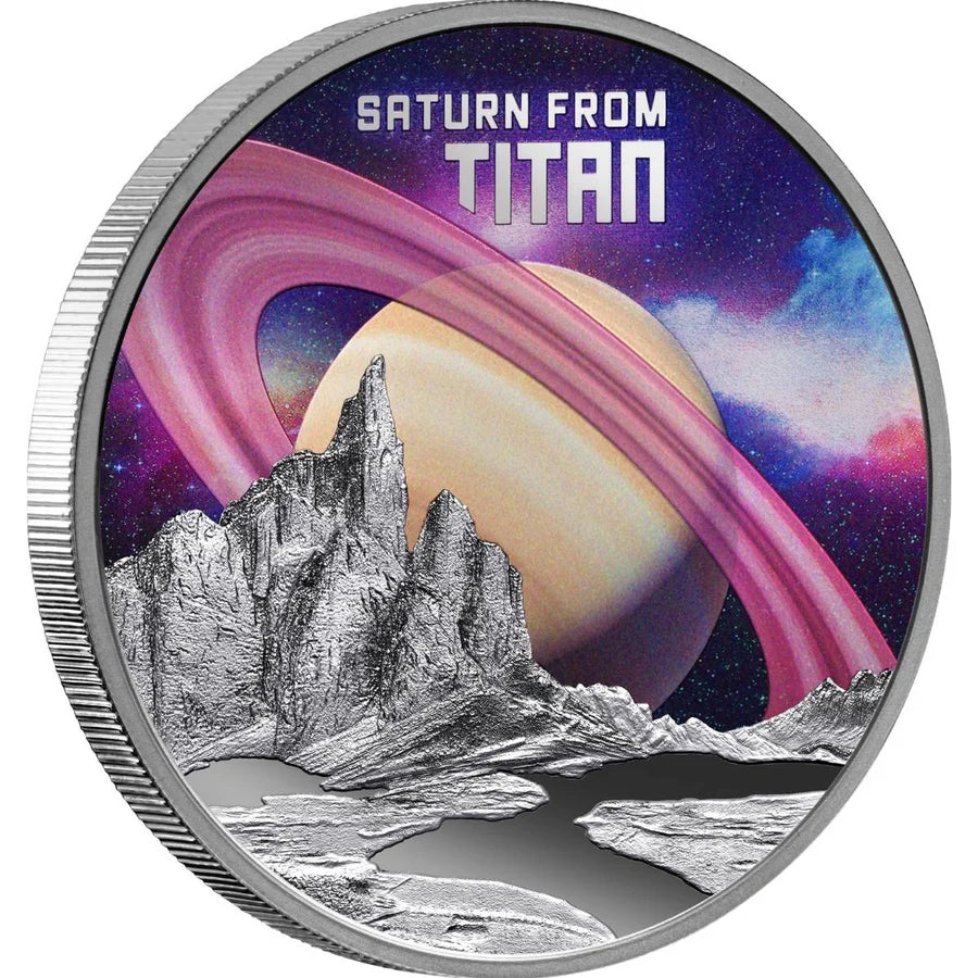 Saturn from Titan 2025 $1 1oz Silver Proof Coin – Thompsons Coins