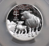 2021 Year of the Ox 5oz Silver Proof High Relief Coin PR70DCAM First Strike