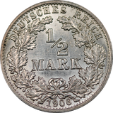 1906 Germany Wilhelm II 1/2 Mark UNC