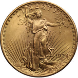USA 1924 $20 Double Eagle Gold Coin aUNC