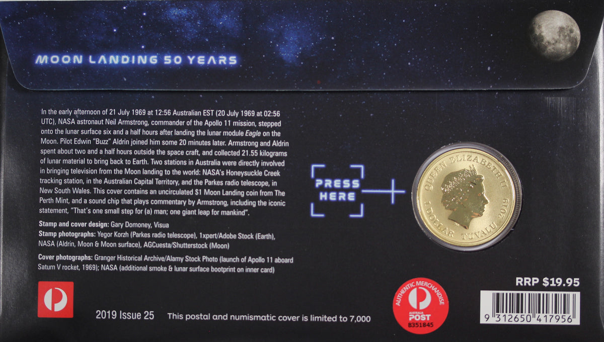 2019 50th Anniversary of Moon Landing $1 PNC – Thompsons Coins