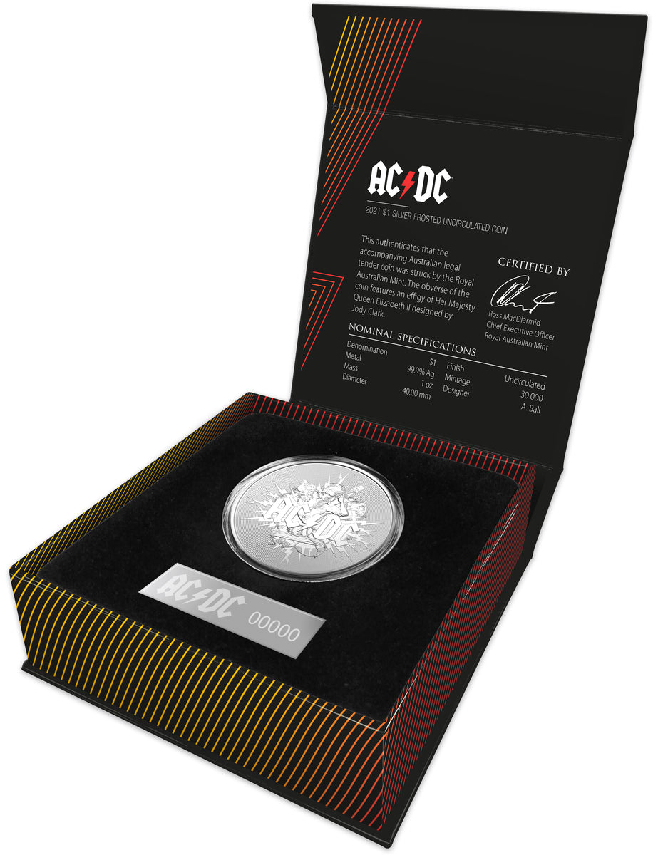 AC/DC 2021 $1 1oz Silver Frosted Uncirculated Coin – Thompsons Coins