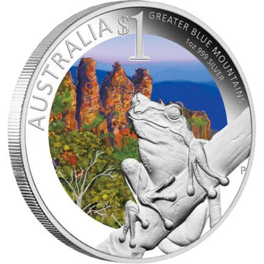 2011 $1 ANDA Sydney Celebrate Australia Greater Blue Mountains 1oz Silver Coloured Proof Coin