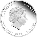 2013 $1 Lunar Year of The Snake 1oz Silver Coloured Proof Coin