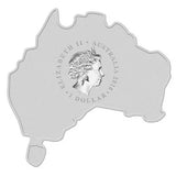 2016 $1 Australian Map Shaped Dingo 1oz Silver Coin