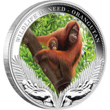 2011 $1 Wildlife In Need Orangutan 1oz Silver Coloured Proof Coin