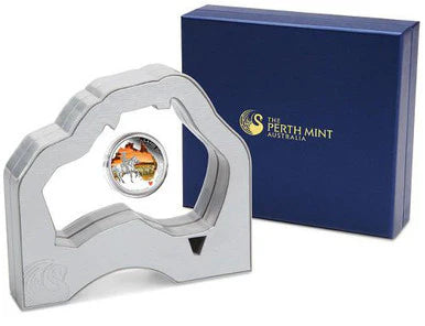 2014 $1 The Land Down Under Australian Stockman 1oz Silver Coloured Proof Coin