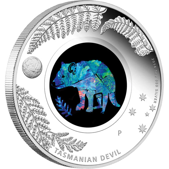 Australian Opal Series Tasmanian Devil 2014 1oz Silver Proof Coin