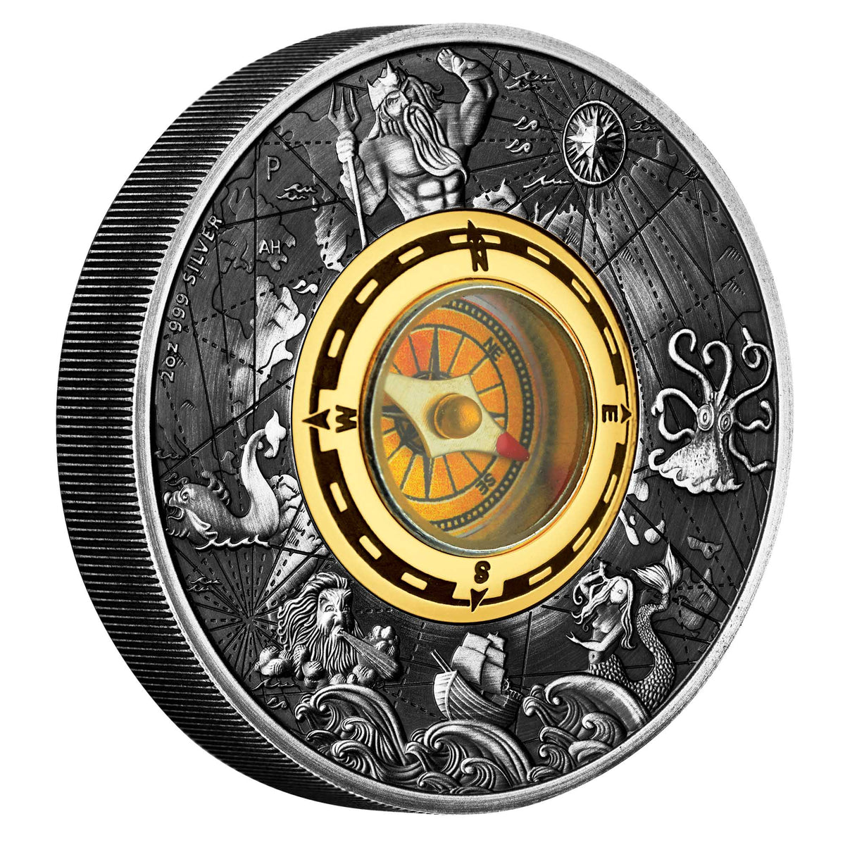 2017 Compass 2oz Silver Antiqued Coin – Thompsons Coins