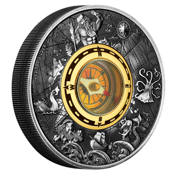 2017 Compass 2oz Silver Antiqued Coin