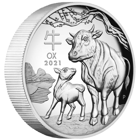 Australian Lunar Series III 2021 Year of the Ox 1oz Silver Proof High Relief Coin