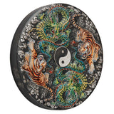 2023 Double Dragon and Double Tiger with Yin Yang 5oz Silver Antiqued Coloured Coin