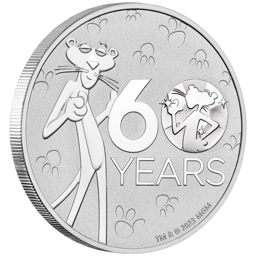 ツバル ピンクパンサー 60周年記念銀貨 2024年 MGM  1oz純銀 Pink Panther 60th Anniversary 2024 1oz Silver Coin in Card