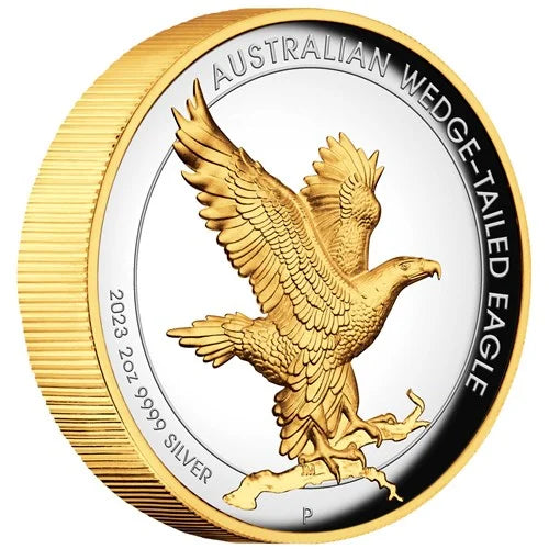 Australian Wedge-tailed Eagle 2023 2oz Silver Proof High Relief Gilded Coin