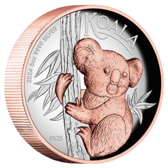 Australian Koala 2024 5oz Silver Proof High Relief Gilded Coin