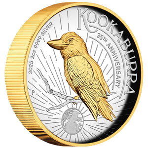 Australian Kookaburra 2025 2oz Silver Proof High Relief Gilded Coin