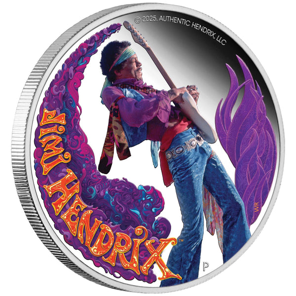Jimi Hendrix 2025 1oz Silver Proof Coloured Coin – Thompsons