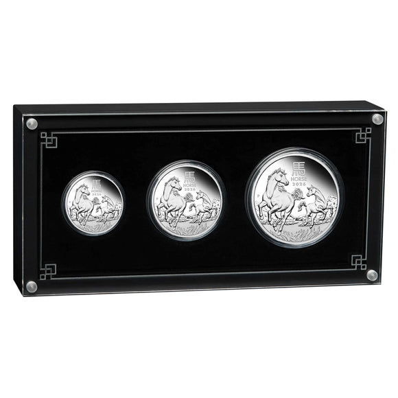 Australian Lunar Series III 2026 Year of the Horse Silver Proof Three-Coin Set