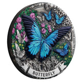 Butterfly 2026 2oz Silver Antiqued Coloured Coin