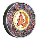 Gingerbread Christmas 2026 2oz Silver Antiqued Coloured Coin