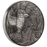 Australian Kookaburra 2018 2oz Silver Antiqued High Relief Rimless Coin