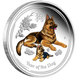 2018 Australian Lunar Silver Coin Series II Year of the Dog 1oz Silver Proof Coloured Edition