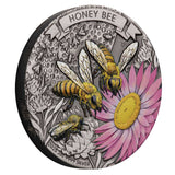 Honey Bee 2025 2oz Silver Antiqued Coloured Coin