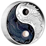 Yin Yang Koi 2024 5oz Silver Proof Coloured Coin with Pearls