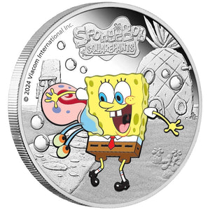 2024 SpongeBob SquarePants - SpongeBob and Gary 1oz Silver Proof Coloured Coin