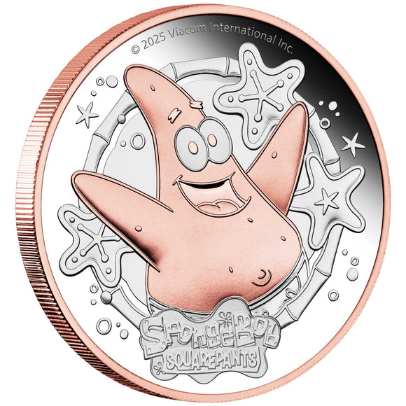 SpongeBob SquarePants - Patrick Star 2025 2oz Silver Proof Gilded Coin