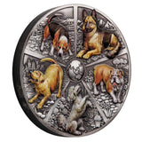 World Popular Dogs 2025 5oz Silver Antiqued Coloured Coin