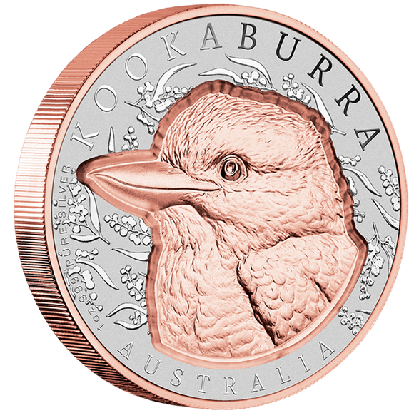 2025 Native Impressions - 1oz Silver Super Incused Rose Gold Kookaburra Coin