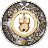 Jingle Bell 2022 2oz Silver Antiqued Coloured Coin