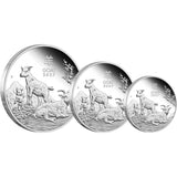 Australian Lunar Series III 2027 Year of the Goat Silver Proof Three-Coin Set