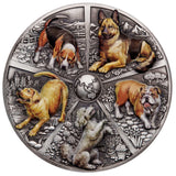 World Popular Dogs 2025 5oz Silver Antiqued Coloured Coin