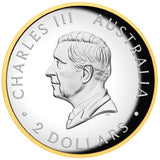 Australian Kookaburra 2025 2oz Silver Proof High Relief Gilded Coin