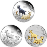Australian Lunar Series III 2027 Year of the Goat 1oz Silver Trio