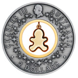 Gingerbread Christmas 2026 2oz Silver Antiqued Coloured Coin