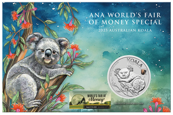 2025 1oz Silver Koala ANA World's Fair of Money Show Special Australian Coin with Bison Privy Mark