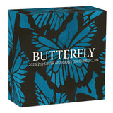 Butterfly 2026 2oz Silver Antiqued Coloured Coin