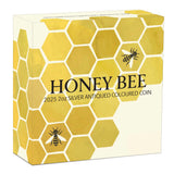 Honey Bee 2025 2oz Silver Antiqued Coloured Coin