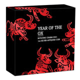Year of the Ox Rotating Charm 2021 1oz Silver Antiqued Coin