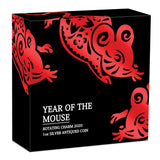 Year of the Mouse Rotating Charm 2020 1oz Silver Antiqued Coin