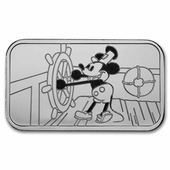 Mickey Mouse Steam Boat Willie 1oz Silver Minted Bar
