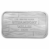 Mickey Mouse Steam Boat Willie 1oz Silver Minted Bar