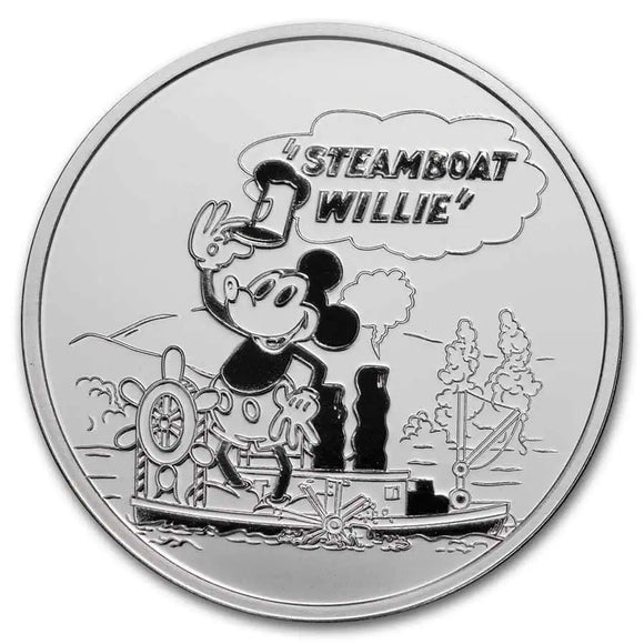 Mickey Mouse Steam Boat Willie Round 1oz Silver