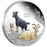 Australian Lunar Series III 2027 Year of the Goat 1oz Silver Proof Coloured Coin