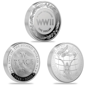 2020 End of the Second World War 75th Anniversary Set of 3 1oz Silver Proof Coins