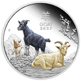 Australian Lunar Series III 2027 Year of the Goat 1oz Silver Proof Coloured Coin
